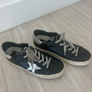 Golden Goose Black and Silver Star Sneakers